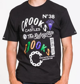 "Crooks & Castles No38 Black Ruling Elite Men's XL T-Shirt: Authentic Streetwear Vibe"